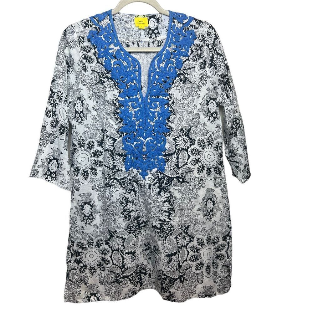 Roller Rabbit Tunic with Blue Embroidery Sz. S